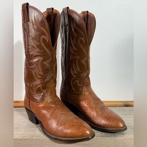 Nocona Men’s Brown Stockman Bullhide Cowboy Boots Size 8 D Deep Scallop USA Made